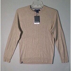 NWT Mizzen + Main Cassady Sweater Mens S Crewneck Tan Beige Casual Preppy Golf